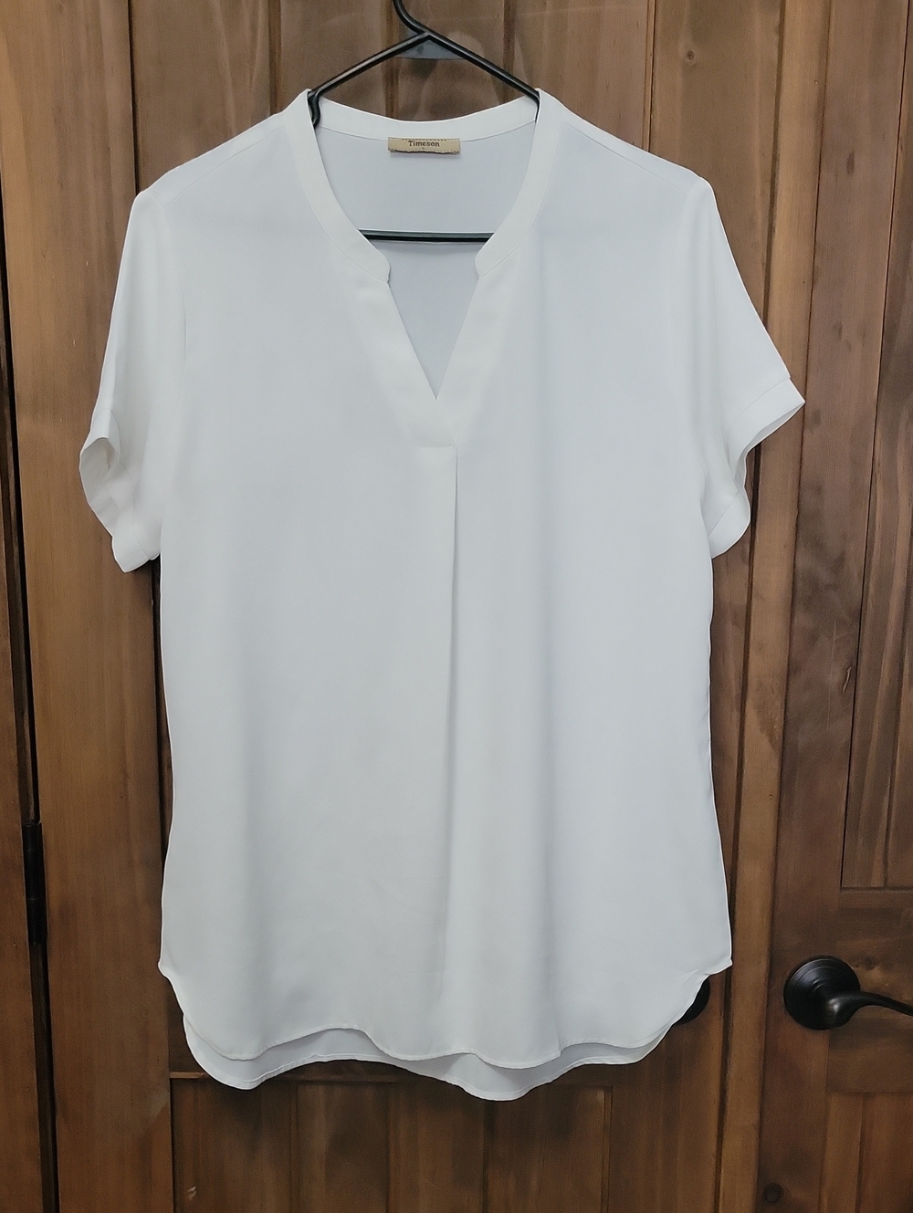Classic White V-Neck Short Sleeve Blouse